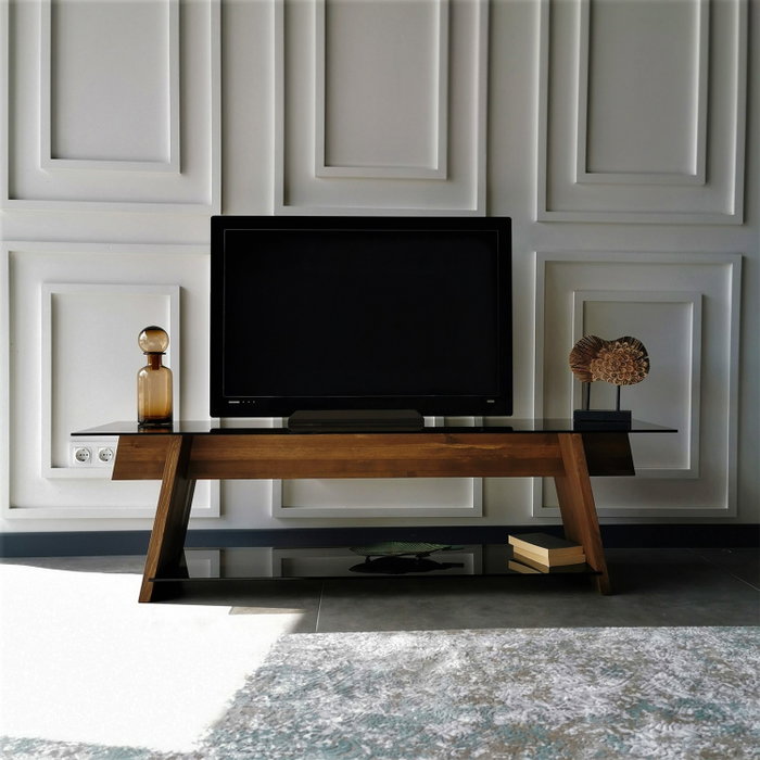 Hanah Home Soporte de TV en Nogal y Negro